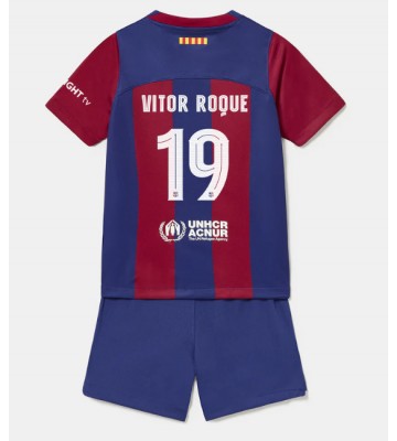 Barcelona Vitor Roque #19 Hemmaställ Barn 2023-24 Kortärmad (+ Korta byxor)